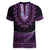 Purple African Dashiki With Aotearoa Maori Women V-Neck T-Shirt Paua Shell Mix Silver Fern