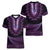 Purple African Dashiki With Aotearoa Maori Women V-Neck T-Shirt Paua Shell Mix Silver Fern