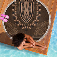 Brown African Dashiki With Tonga Ngatu Pattern Beach Blanket LT14 - Polynesian Pride