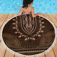 Brown African Dashiki With Tonga Ngatu Pattern Beach Blanket LT14 - Polynesian Pride