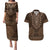 Brown African Dashiki With Tonga Ngatu Pattern Couples Matching Puletasi and Hawaiian Shirt