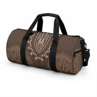 Brown African Dashiki With Tonga Ngatu Pattern Duffle Bag LT14 - Polynesian Pride