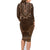 Brown African Dashiki With Tonga Ngatu Pattern Family Matching Long Sleeve Bodycon Dress and Hawaiian Shirt