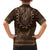 Brown African Dashiki With Tonga Ngatu Pattern Family Matching Off The Shoulder Long Sleeve Dress and Hawaiian Shirt