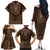 Brown African Dashiki With Tonga Ngatu Pattern Family Matching Off The Shoulder Long Sleeve Dress and Hawaiian Shirt