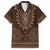 Brown African Dashiki With Tonga Ngatu Pattern Family Matching Off The Shoulder Long Sleeve Dress and Hawaiian Shirt