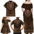 Brown African Dashiki With Tonga Ngatu Pattern Family Matching Off Shoulder Maxi Dress and Hawaiian Shirt