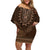 Brown African Dashiki With Tonga Ngatu Pattern Family Matching Off Shoulder Short Dress and Hawaiian Shirt