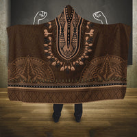 Brown African Dashiki With Tonga Ngatu Pattern Hooded Blanket LT14 One Size Brown - Polynesian Pride
