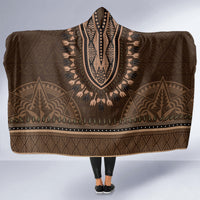 Brown African Dashiki With Tonga Ngatu Pattern Hooded Blanket LT14 - Polynesian Pride