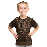 Brown African Dashiki With Tonga Ngatu Pattern Kid T Shirt LT14 Brown - Polynesian Pride