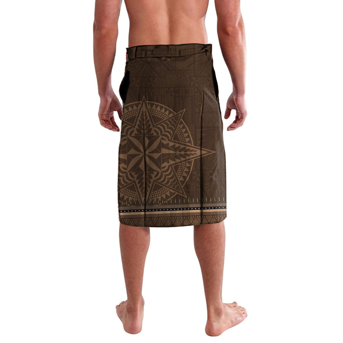 Brown African Dashiki With Tonga Ngatu Pattern Lavalava LT14 - Polynesian Pride
