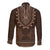 Brown African Dashiki With Tonga Ngatu Pattern Long Sleeve Button Shirt