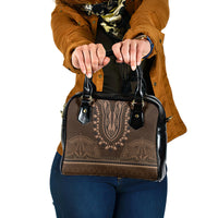 Brown African Dashiki With Tonga Ngatu Pattern Shoulder Handbag LT14 One Size Brown - Polynesian Pride