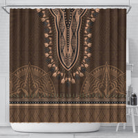 Brown African Dashiki With Tonga Ngatu Pattern Shower Curtain LT14 - Polynesian Pride