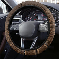 Brown African Dashiki With Tonga Ngatu Pattern Steering Wheel Cover LT14 - Polynesian Pride