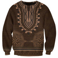 Brown African Dashiki With Tonga Ngatu Pattern Sweatshirt LT14 Unisex Brown - Polynesian Pride