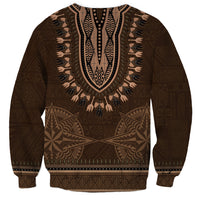 Brown African Dashiki With Tonga Ngatu Pattern Sweatshirt LT14 - Polynesian Pride