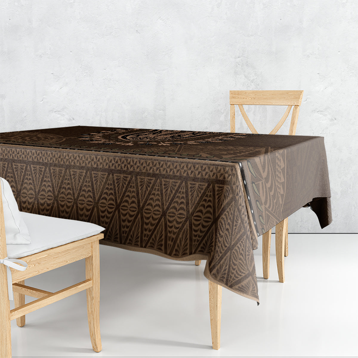 Brown African Dashiki With Tonga Ngatu Pattern Tablecloth LT14 - Polynesian Pride