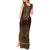 Brown African Dashiki With Tonga Ngatu Pattern Tank Maxi Dress