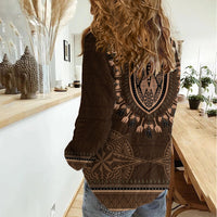 Brown African Dashiki With Tonga Ngatu Pattern Women Casual Shirt LT14 - Polynesian Pride