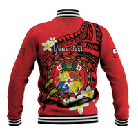 Personalised Tonga Emancipation Day Baseball Jacket Tongan Ngatu Pattern - Red Version LT14 - Polynesian Pride