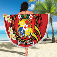 Personalised Tonga Emancipation Day Beach Blanket Tongan Ngatu Pattern - Red Version LT14 - Polynesian Pride