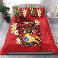 Personalised Tonga Emancipation Day Bedding Set Tongan Ngatu Pattern - Red Version LT14 - Polynesian Pride