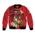 Personalised Tonga Emancipation Day Bomber Jacket Tongan Ngatu Pattern - Red Version