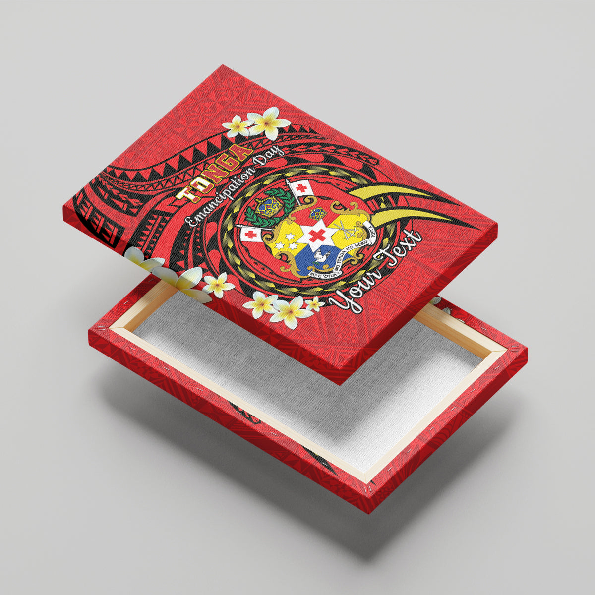Personalised Tonga Emancipation Day Canvas Wall Art Tongan Ngatu Pattern - Red Version LT14 - Polynesian Pride