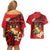 Personalised Tonga Emancipation Day Couples Matching Off Shoulder Short Dress and Hawaiian Shirt Tongan Ngatu Pattern - Red Version