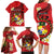 Personalised Tonga Emancipation Day Family Matching Long Sleeve Bodycon Dress and Hawaiian Shirt Tongan Ngatu Pattern - Red Version