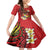 Personalised Tonga Emancipation Day Family Matching Off Shoulder Short Dress and Hawaiian Shirt Tongan Ngatu Pattern - Red Version