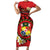 Personalised Tonga Emancipation Day Family Matching Short Sleeve Bodycon Dress and Hawaiian Shirt Tongan Ngatu Pattern - Red Version