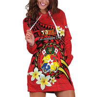 Personalised Tonga Emancipation Day Hoodie Dress Tongan Ngatu Pattern - Red Version LT14 Red - Polynesian Pride