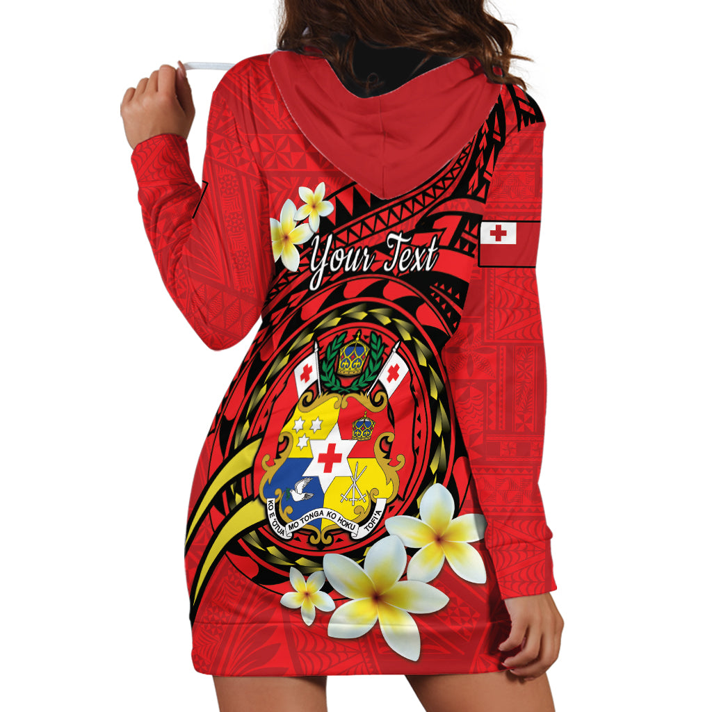 Personalised Tonga Emancipation Day Hoodie Dress Tongan Ngatu Pattern - Red Version LT14 - Polynesian Pride