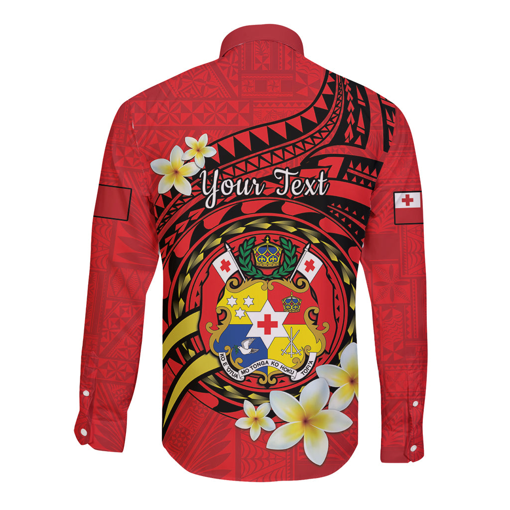 Personalised Tonga Emancipation Day Long Sleeve Button Shirt Tongan Ngatu Pattern - Red Version LT14 - Polynesian Pride
