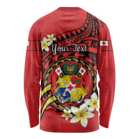 Personalised Tonga Emancipation Day Long Sleeve Shirt Tongan Ngatu Pattern - Red Version LT14 - Polynesian Pride