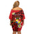 Personalised Tonga Emancipation Day Off Shoulder Short Dress Tongan Ngatu Pattern - Red Version