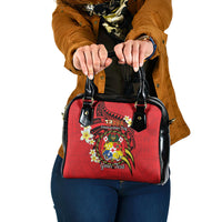 Personalised Tonga Emancipation Day Shoulder Handbag Tongan Ngatu Pattern - Red Version LT14 One Size Red - Polynesian Pride