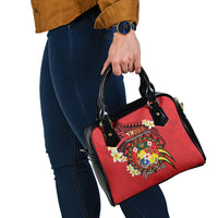 Personalised Tonga Emancipation Day Shoulder Handbag Tongan Ngatu Pattern - Red Version LT14 - Polynesian Pride