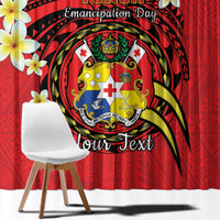 Personalised Tonga Emancipation Day Window Curtain Tongan Ngatu Pattern - Red Version LT14 - Polynesian Pride
