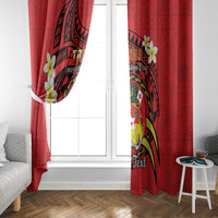 Personalised Tonga Emancipation Day Window Curtain Tongan Ngatu Pattern - Red Version LT14 - Polynesian Pride