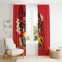 Personalised Tonga Emancipation Day Window Curtain Tongan Ngatu Pattern - Red Version LT14 - Polynesian Pride