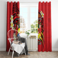 Personalised Tonga Emancipation Day Window Curtain Tongan Ngatu Pattern - Red Version LT14 - Polynesian Pride