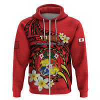 Personalised Tonga Emancipation Day Zip Hoodie Tongan Ngatu Pattern - Red Version LT14 Zip Hoodie Red - Polynesian Pride