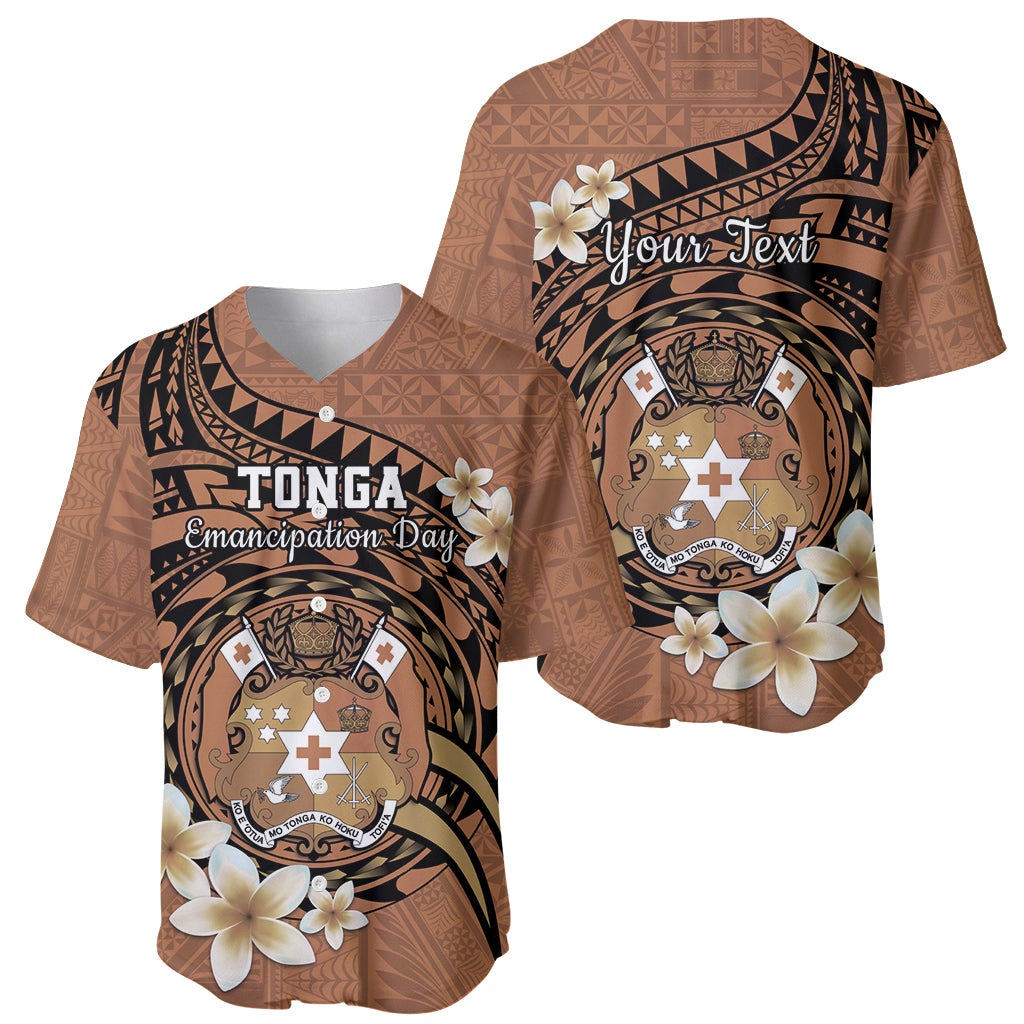 Personalised Tonga Emancipation Day Baseball Jersey Tongan Ngatu Pattern - Brown Version LT14 - Polynesian Pride