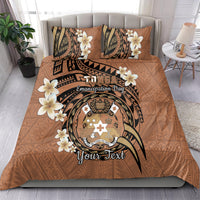 Personalised Tonga Emancipation Day Bedding Set Tongan Ngatu Pattern - Brown Version LT14 - Polynesian Pride