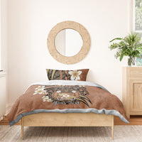 Personalised Tonga Emancipation Day Bedding Set Tongan Ngatu Pattern - Brown Version LT14 - Polynesian Pride