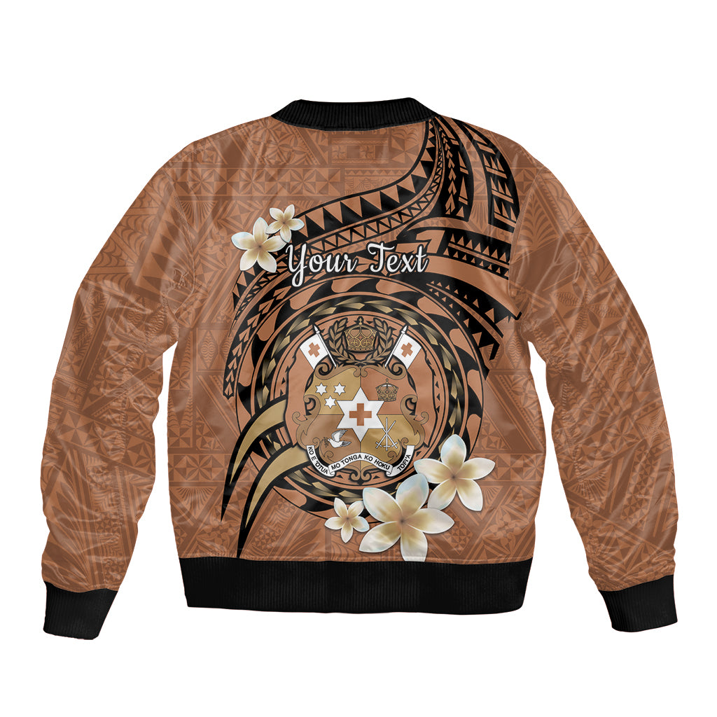 Personalised Tonga Emancipation Day Bomber Jacket Tongan Ngatu Pattern - Brown Version LT14 - Polynesian Pride